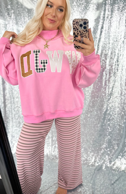 Pink {WWJD} Patchwork Mockneck