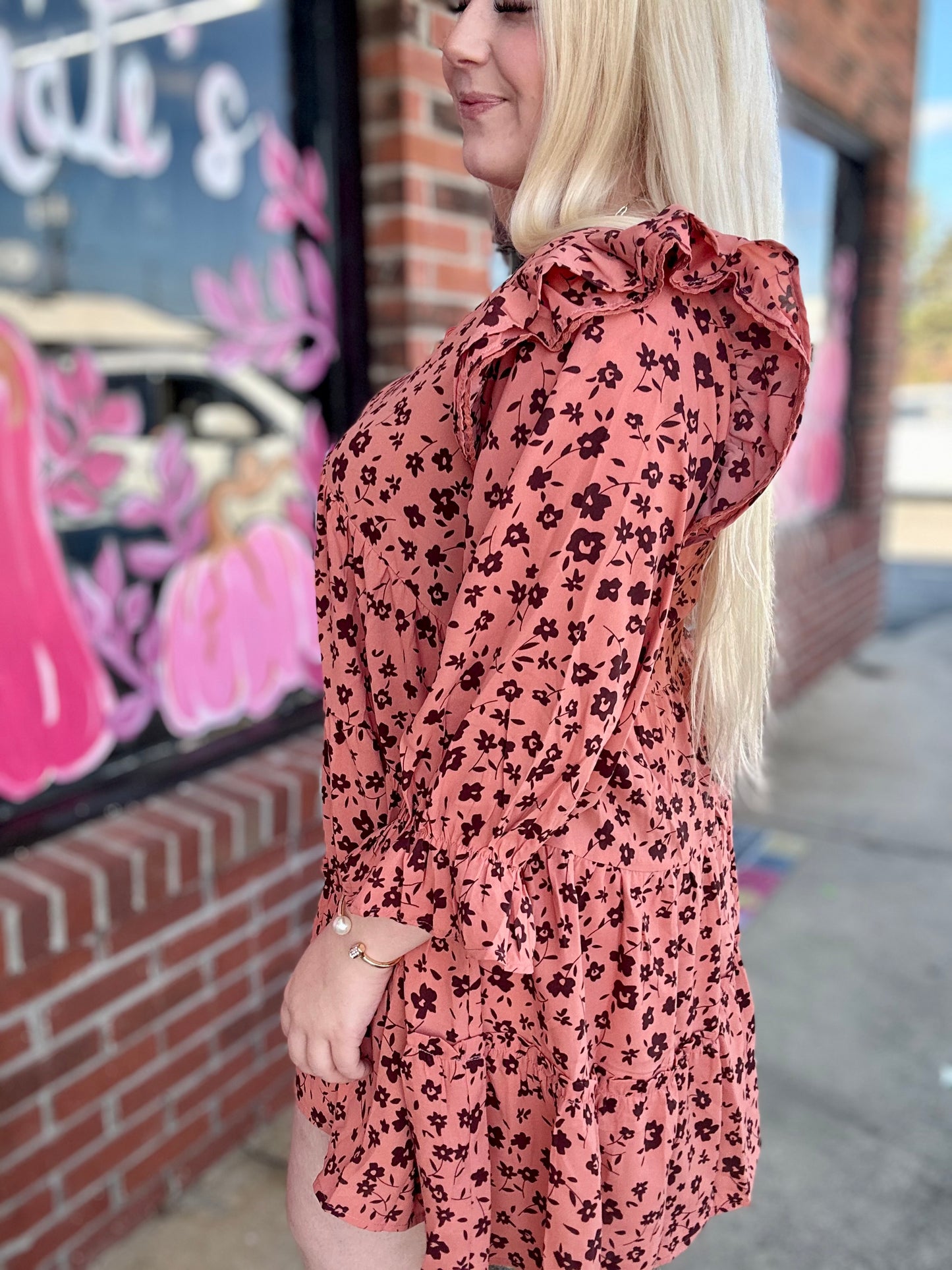 Terracotta Floral Dress