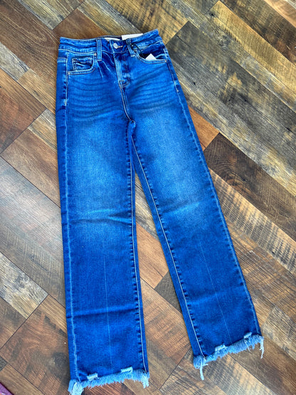 Zenana Raw Hem Straight Denim