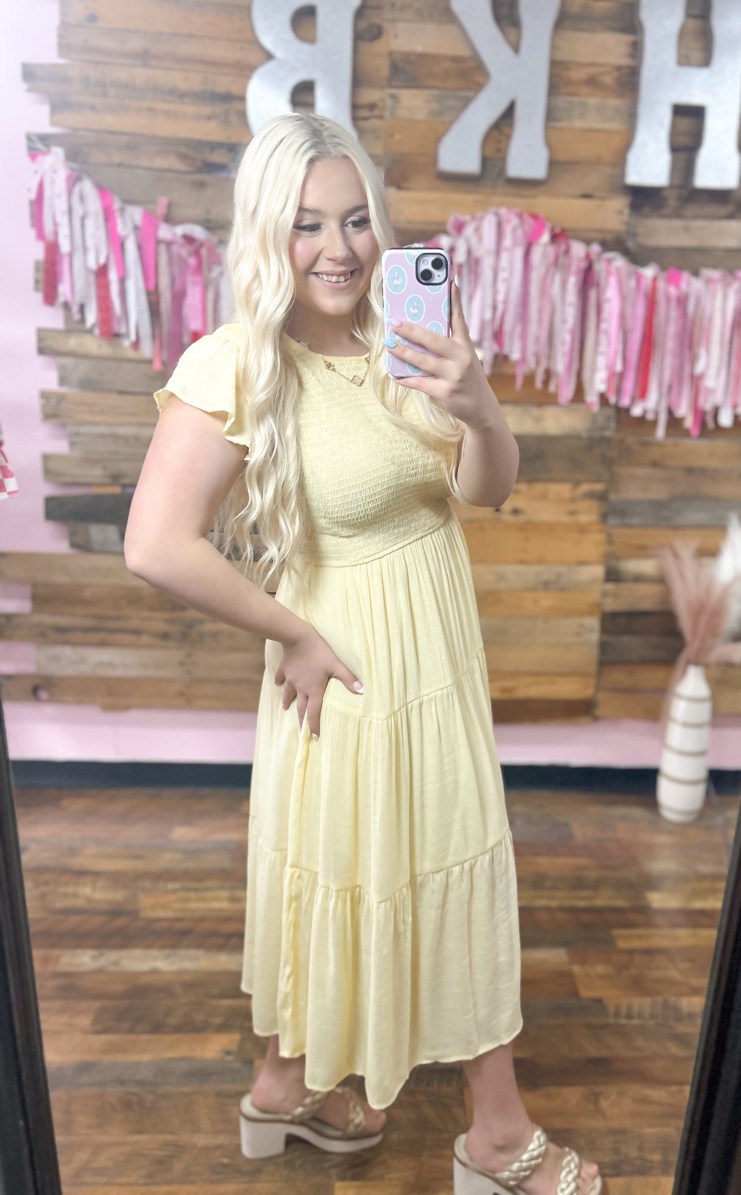 Pastel Yellow Smocked Maxi