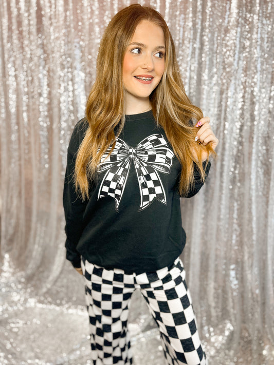 Checker Coquette Crewneck
