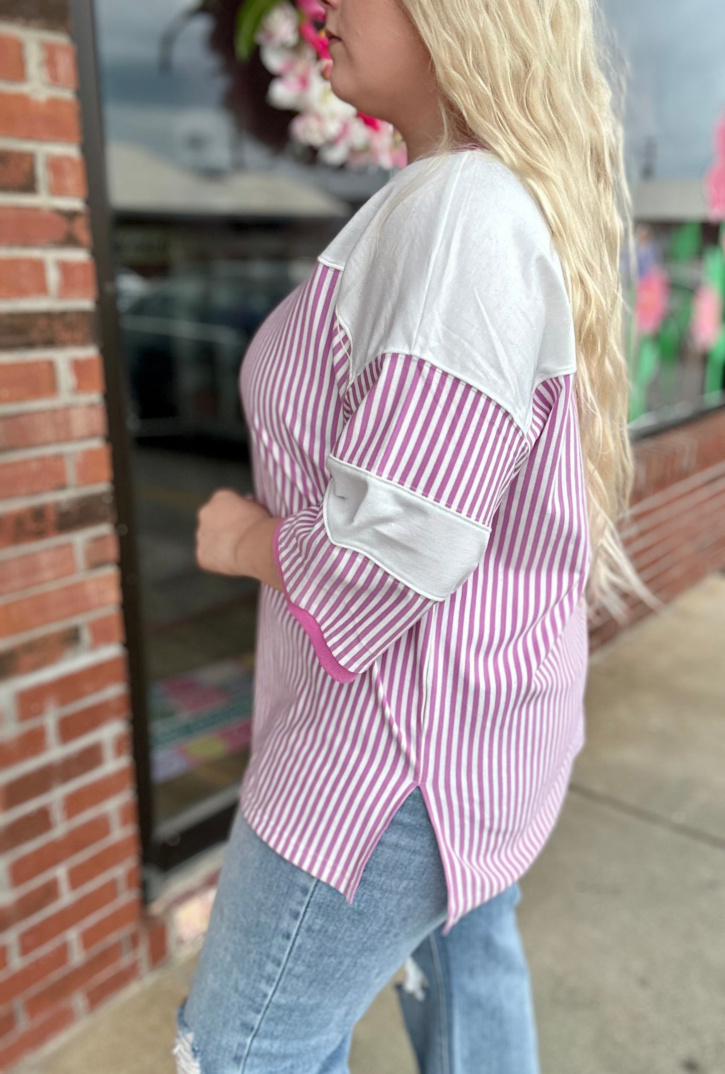 Susie Striped 3/4 Slv Top