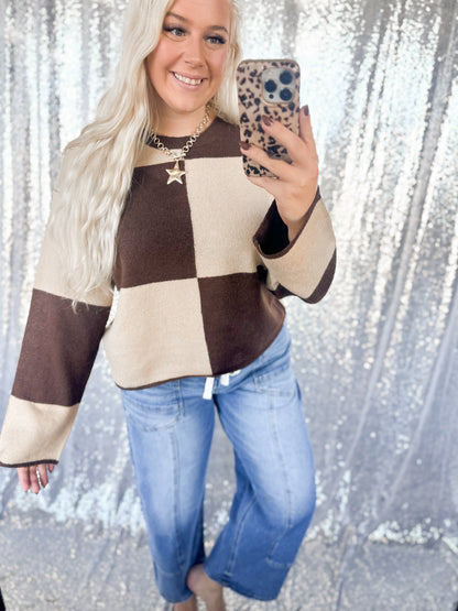 Mocha Checker Sweater