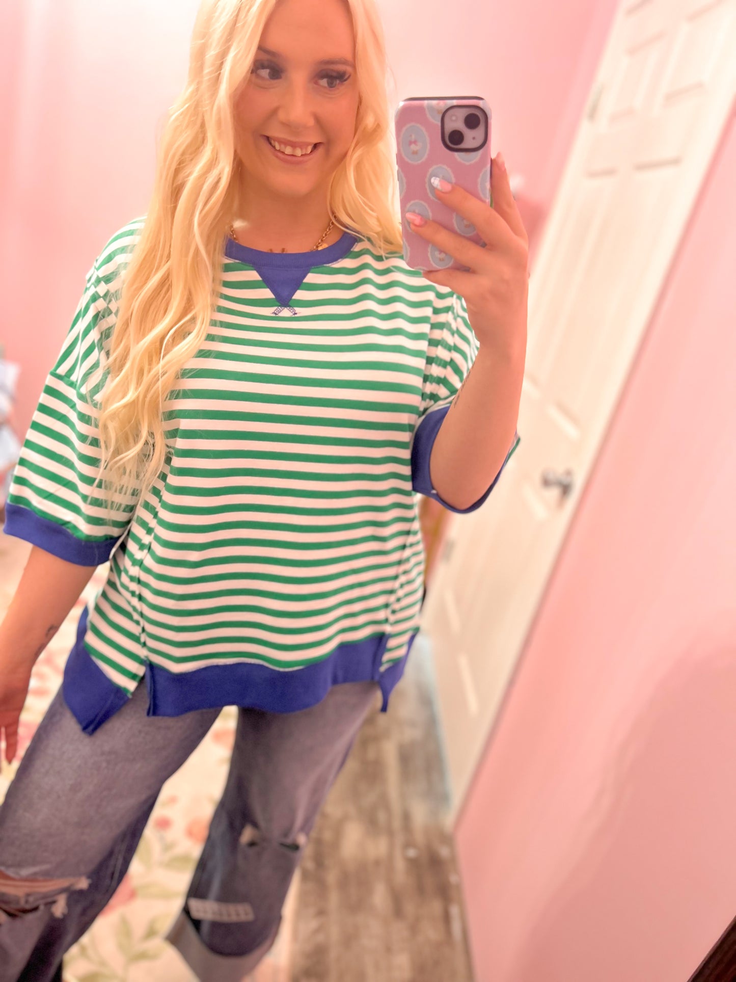 Kelly & Royal Striped Colorblock