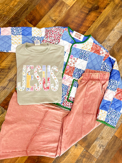 Jesus Patchwork Appliqué Tee