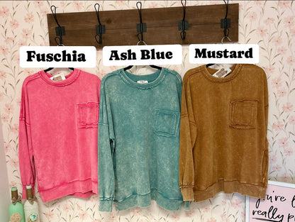 Acid Wash Pocket Crewnecks