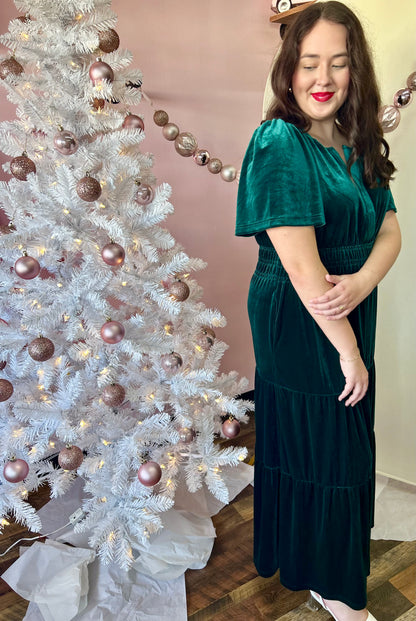 Emerald Velvet Maxi Dress