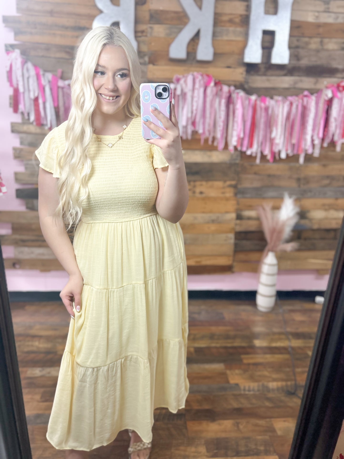 Pastel Yellow Smocked Maxi