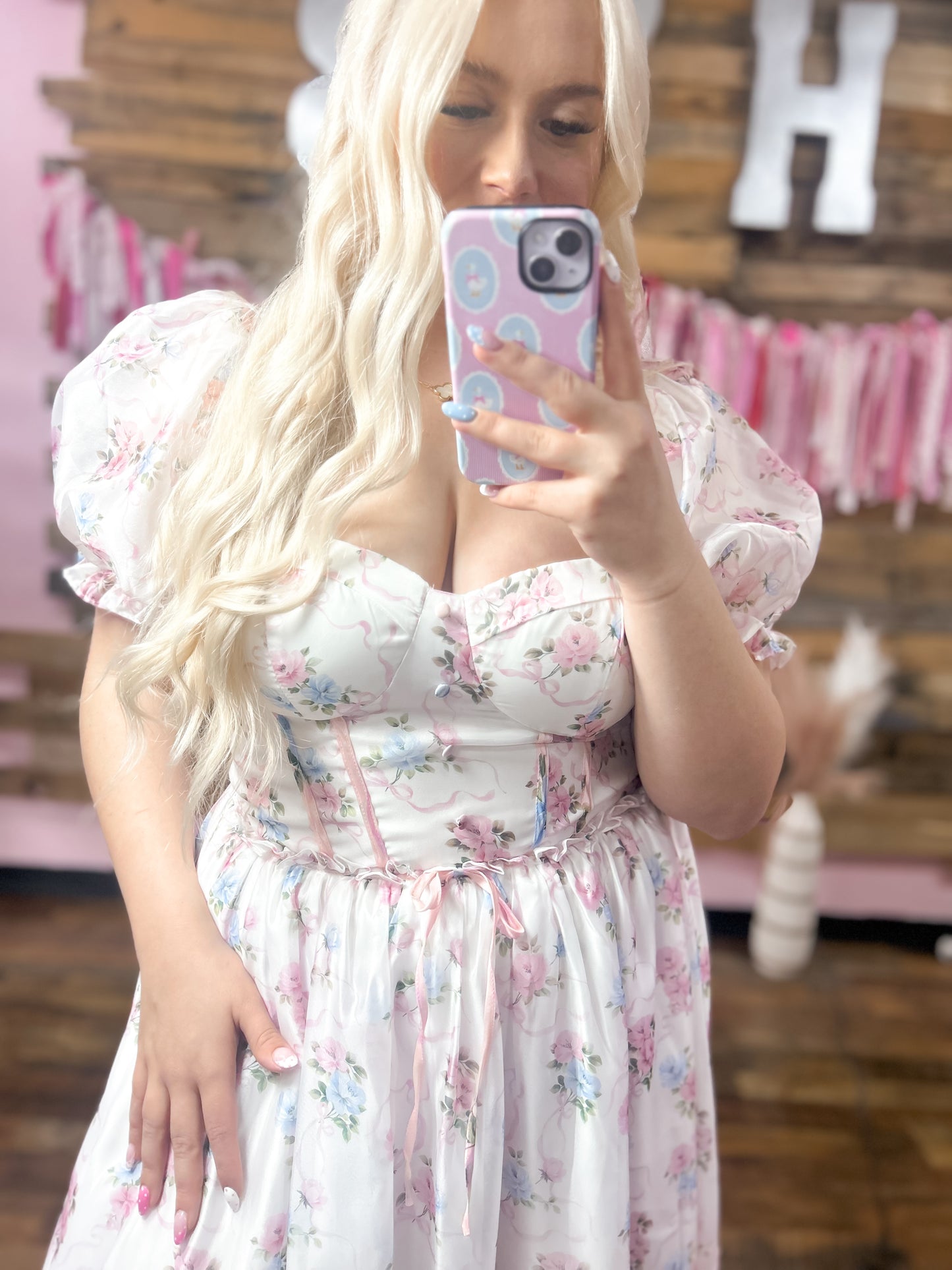 Whimsical Floral Coquette Maxi