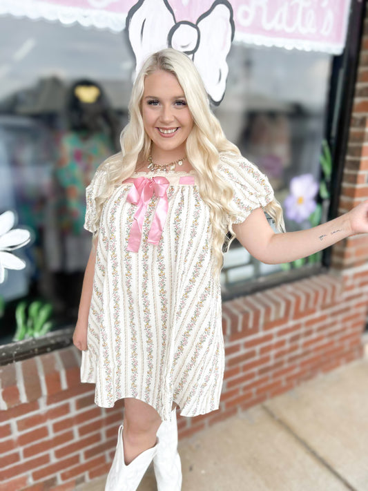 Blush Ribbon Cottage Core Dress