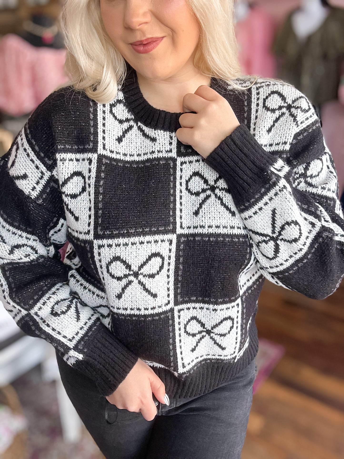 Bow Block Babe Sweater