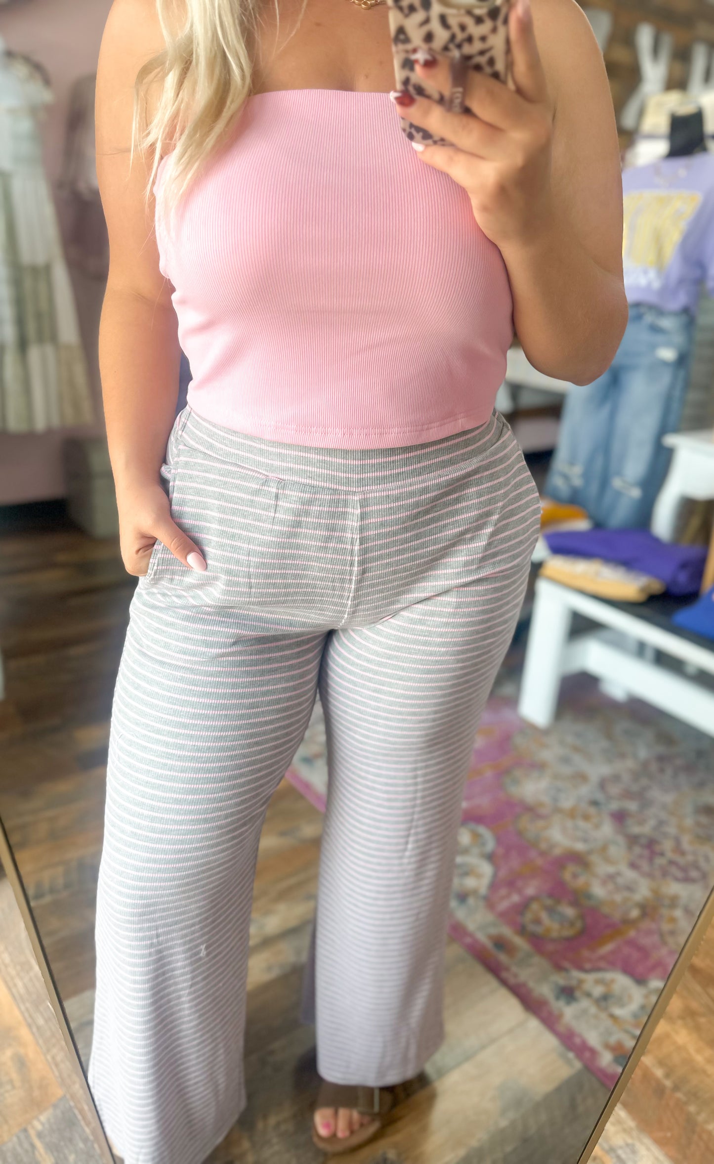 Baby Pink Striped Tube Top Set