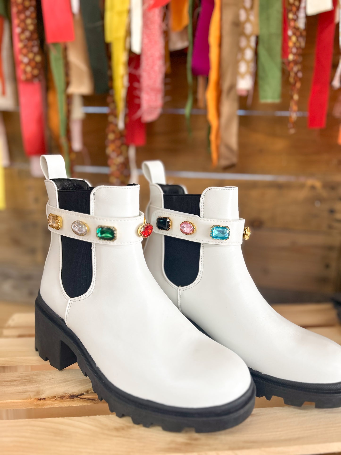 White Jewel Booties