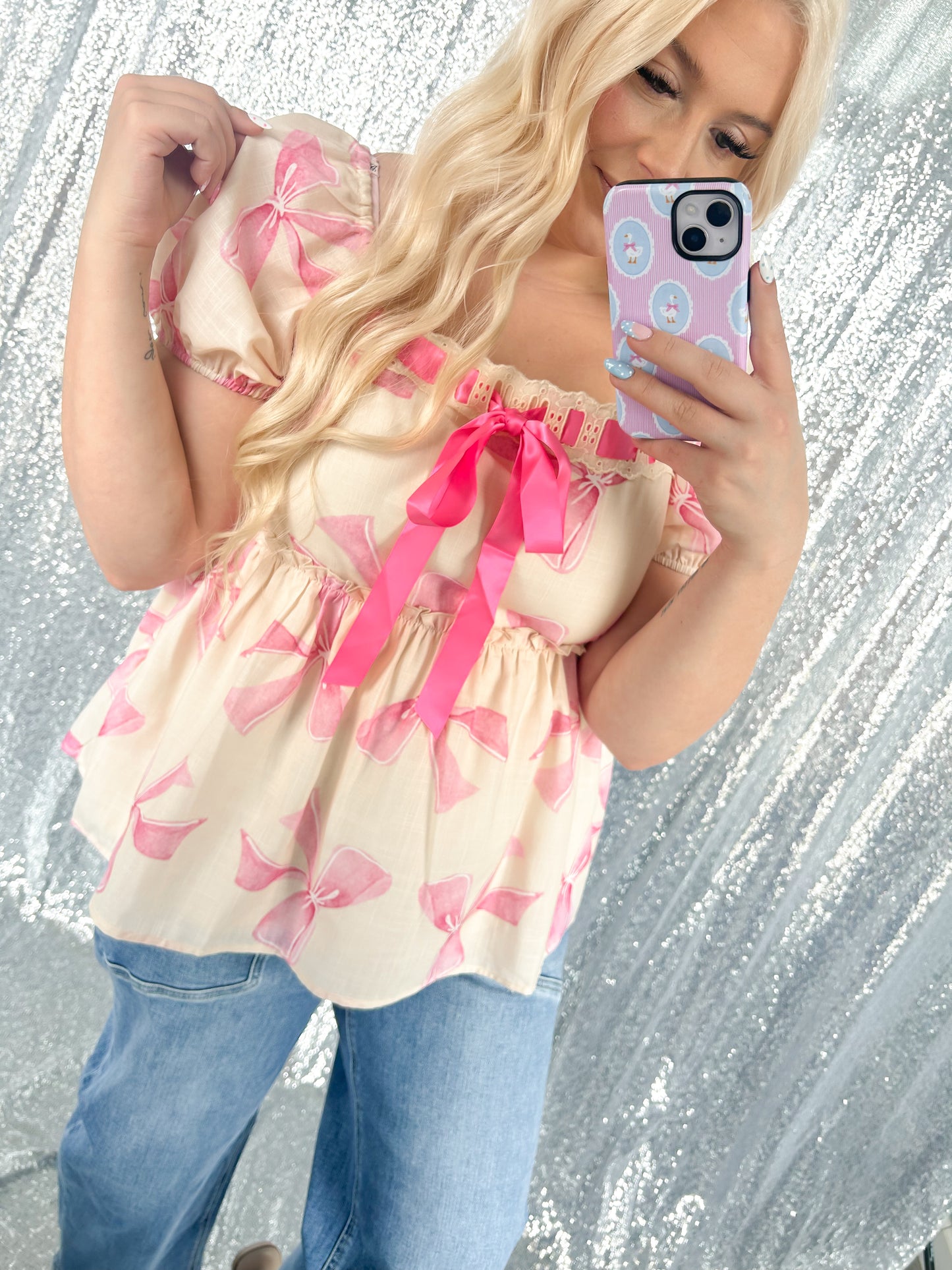 Blushing Bows Babydoll Blouse