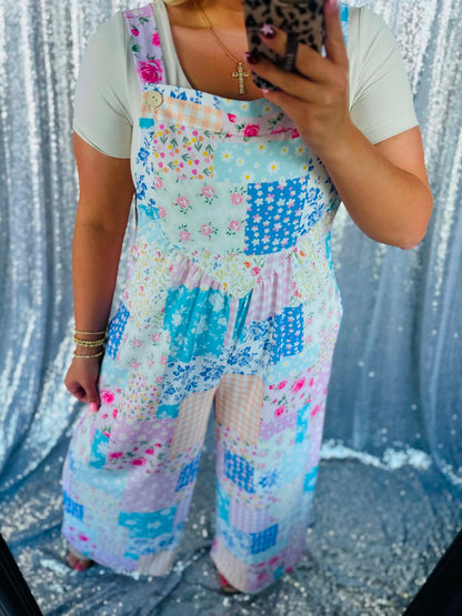 Pastel Patchwork Overall Jumpsuit