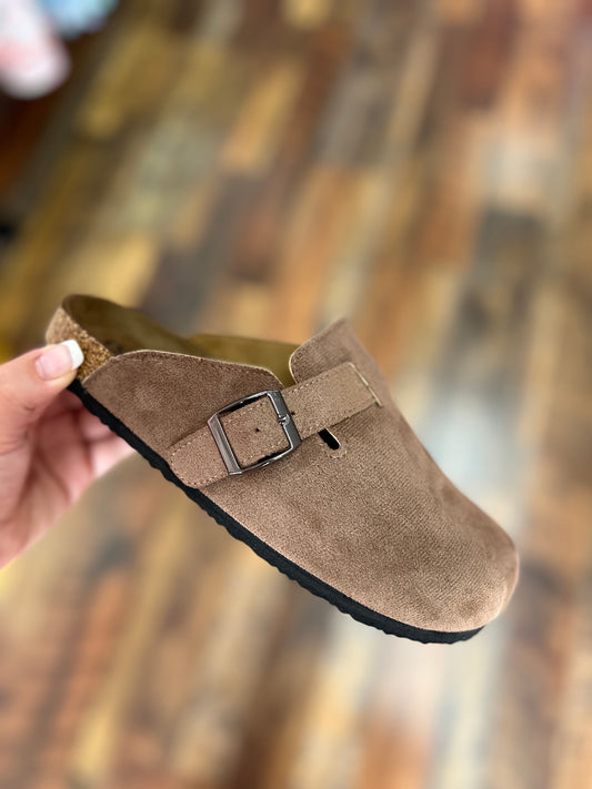 Taupe Buckle Clog