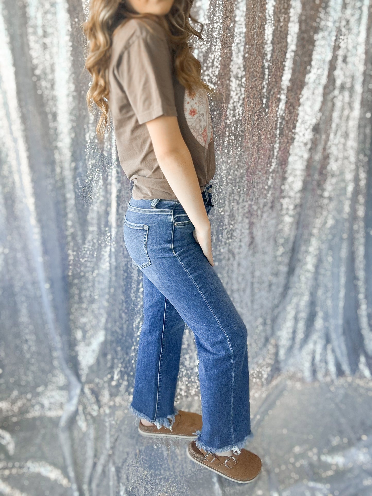 Zenana Raw Hem Straight Denim