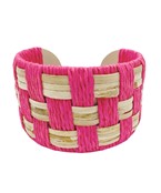 Pink Checker Raffia Bracelet