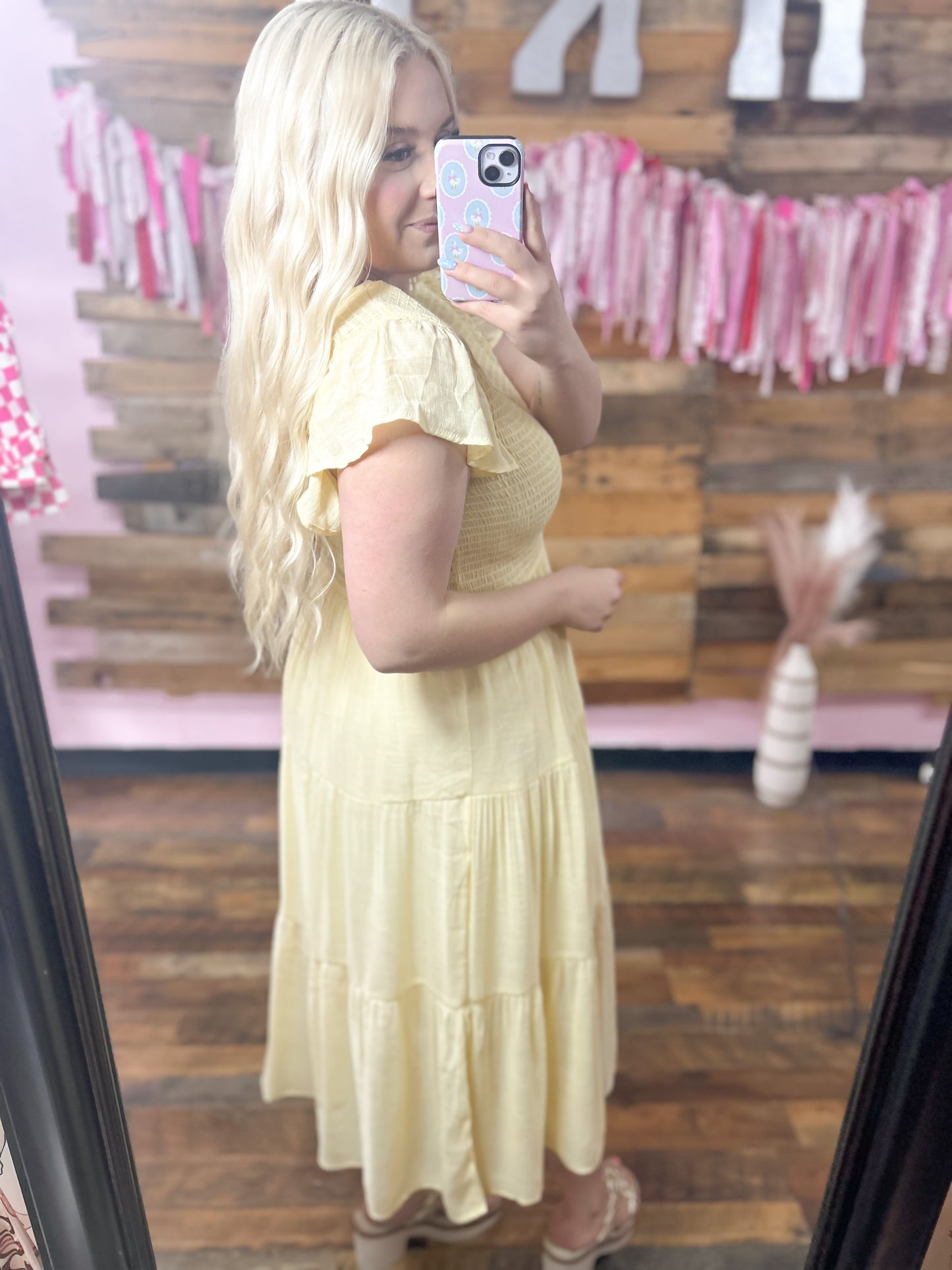 Pastel Yellow Smocked Maxi