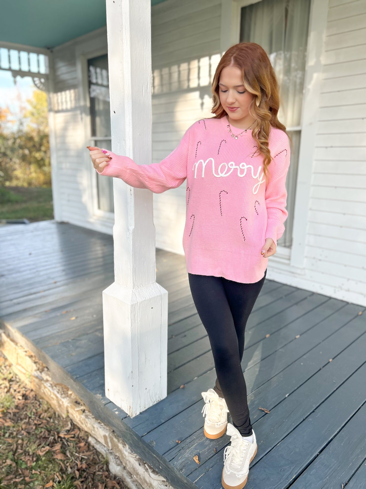 Candy Cane Lane Cursive Sweater