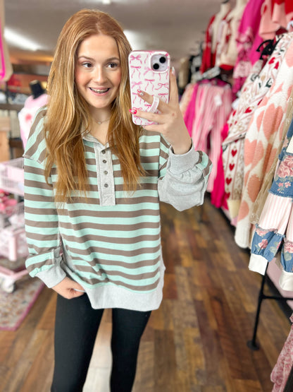 Mocha & Mint Striped Top