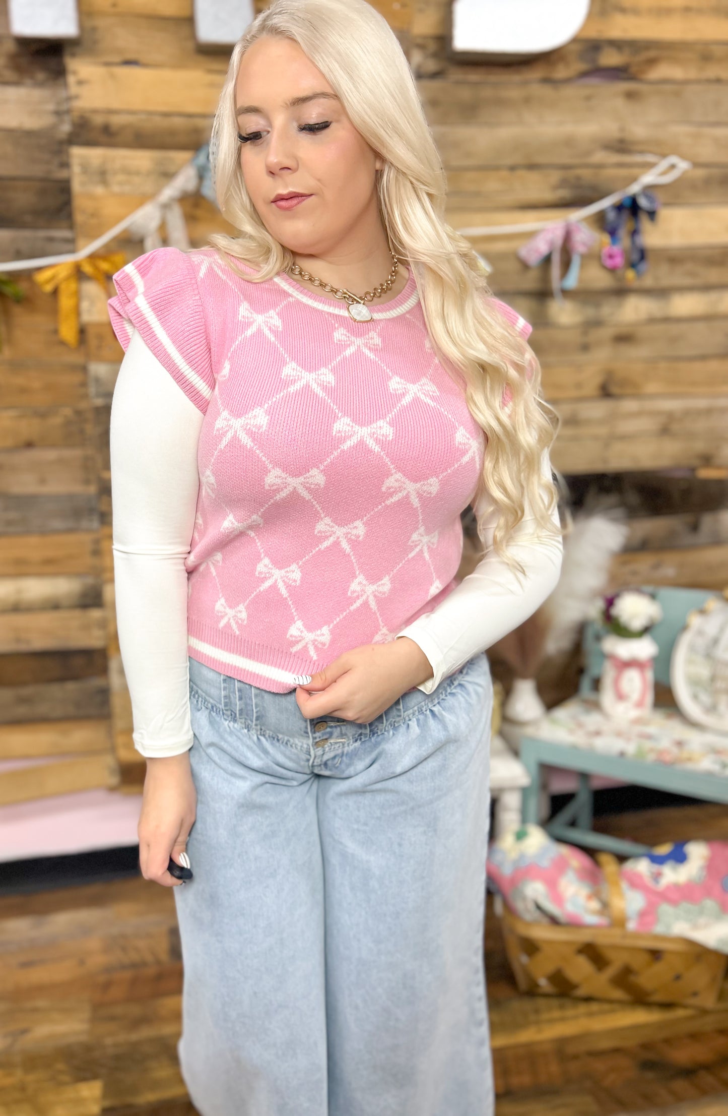 Pink Coquette Sweater Top