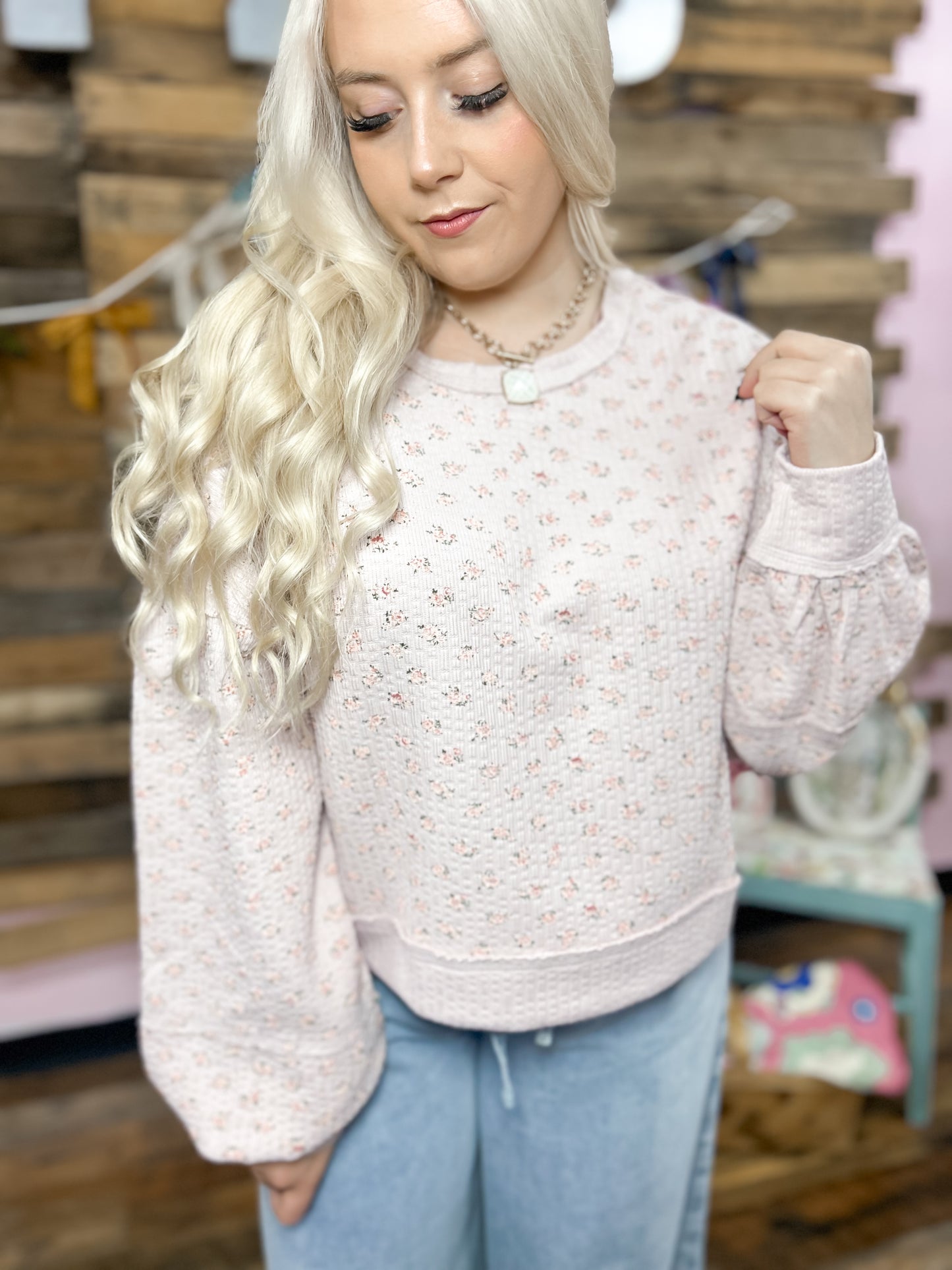 Tea Party Waffle Knit Top