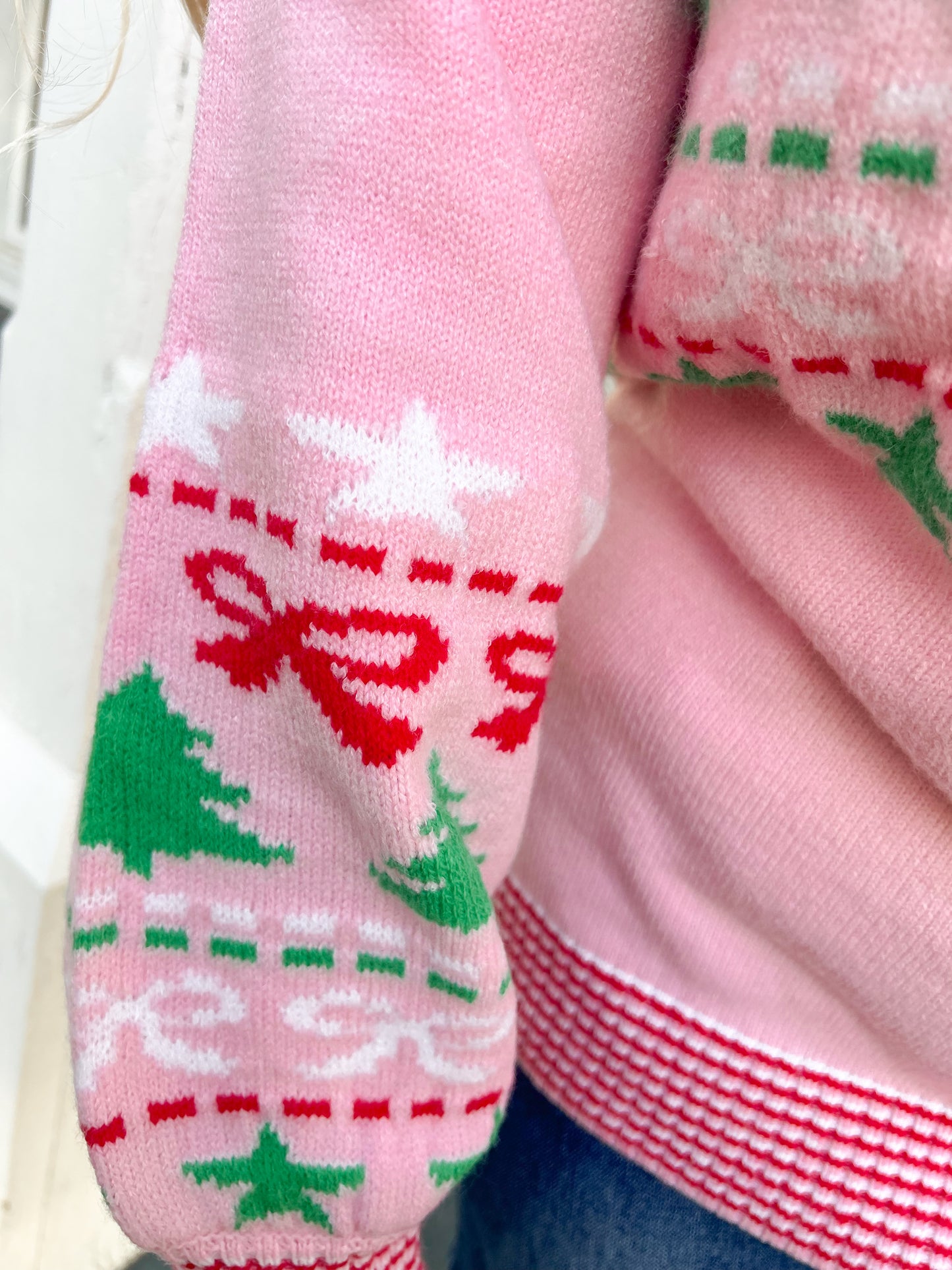 Pink Christmas Cottage Sweater