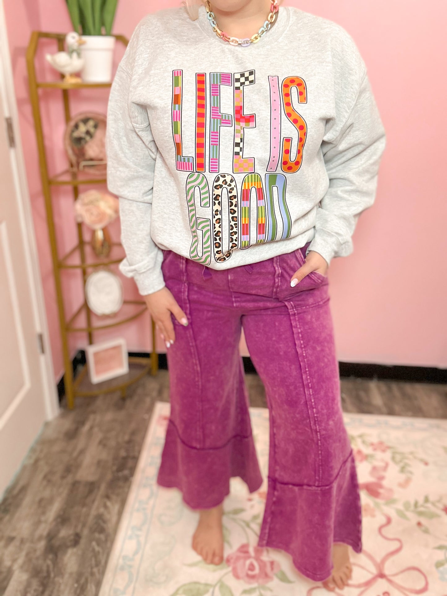 Bright Purple Acid Wash Pants