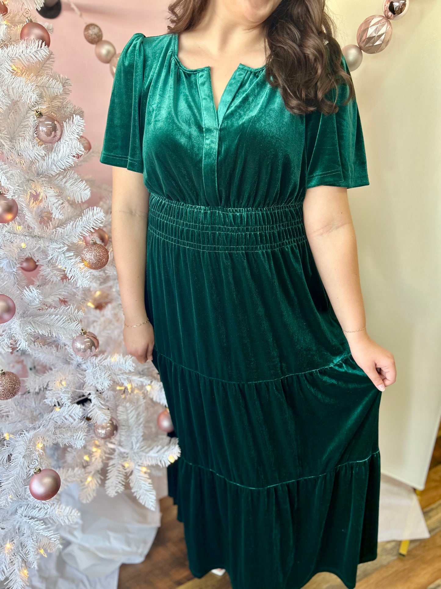 Emerald Velvet Maxi Dress