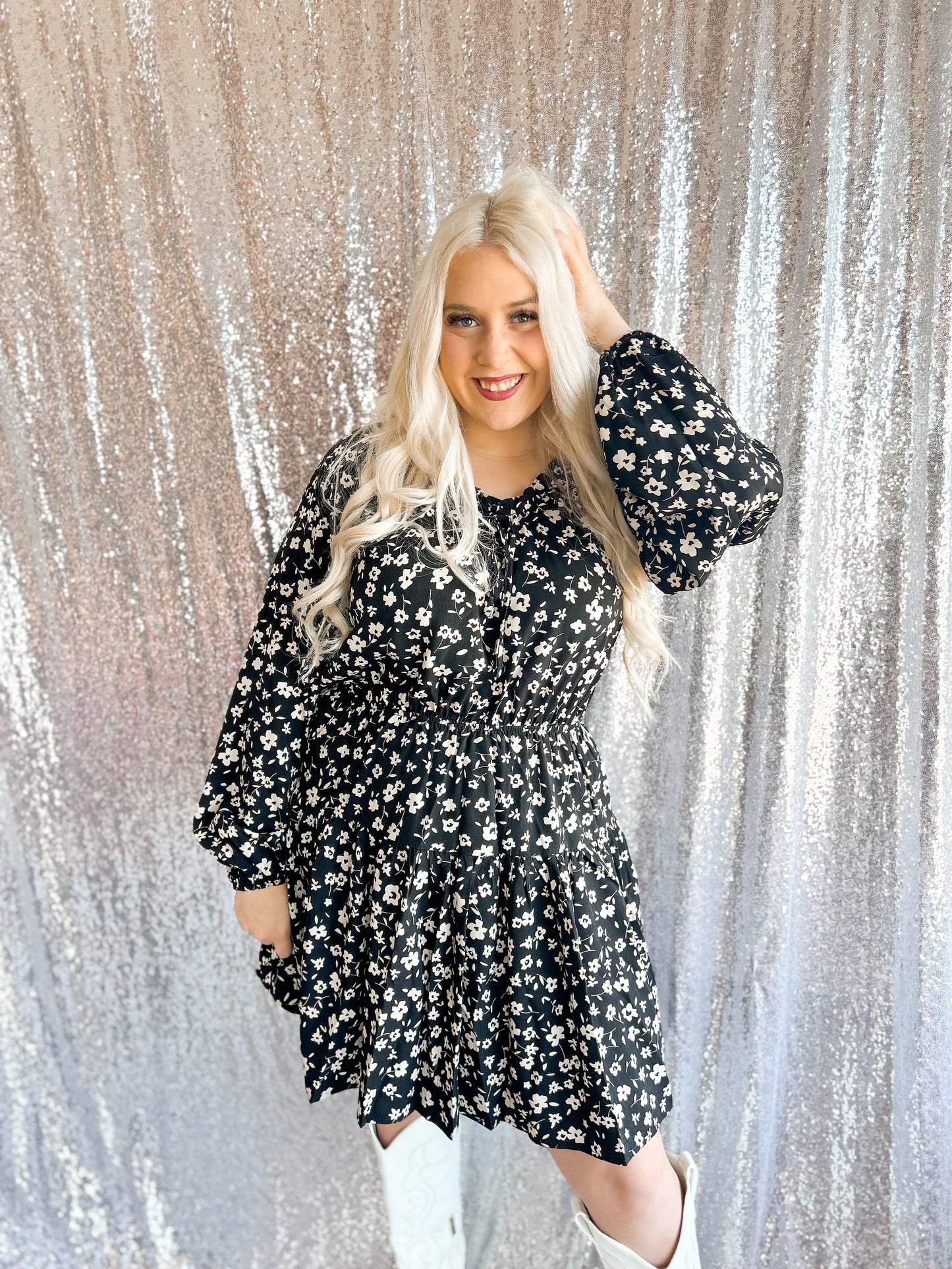 Midnight Blossoms Smocked Dress