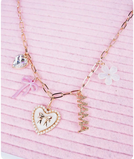 Mama Goldtone Charm Necklace