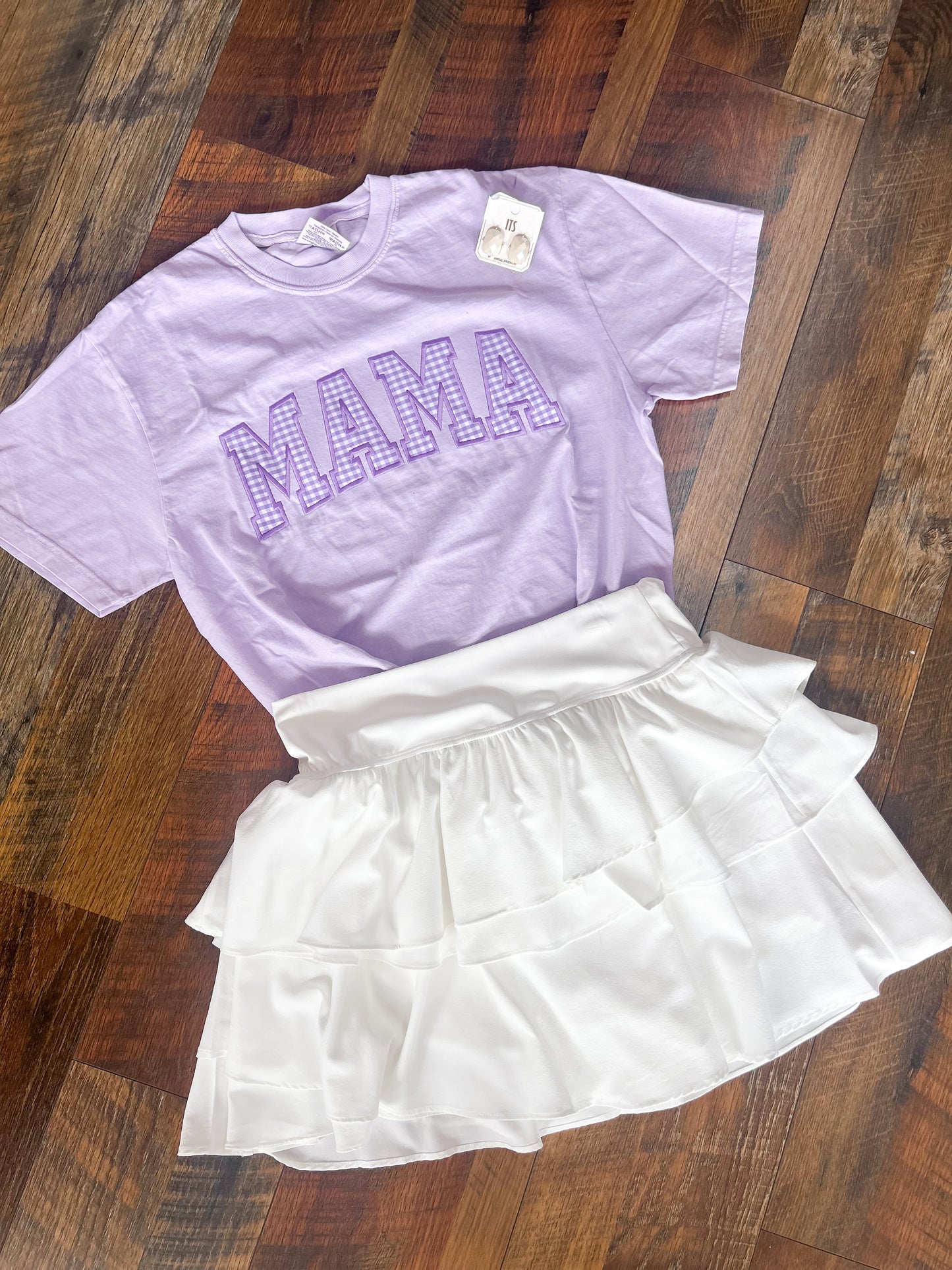 Purple Mama Gingham Appliqué Tee