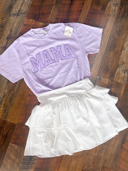 Purple Mama Gingham Appliqué Tee