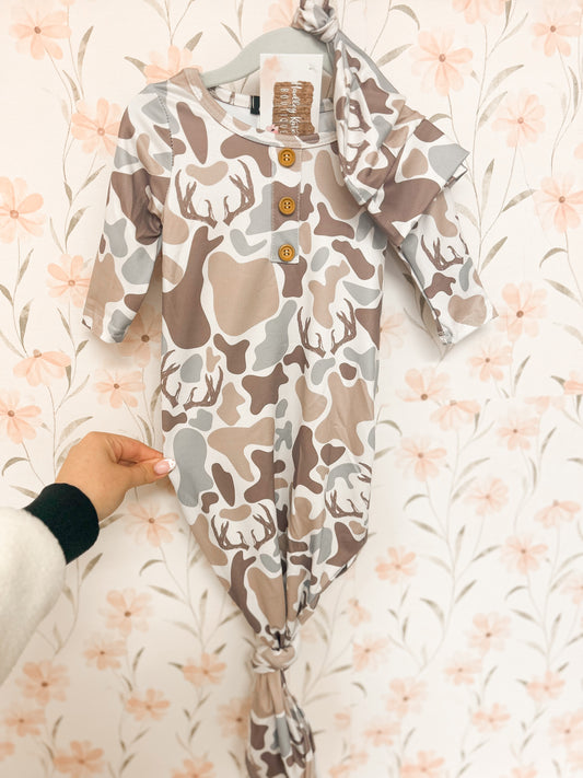 Antler Camo Baby Gown