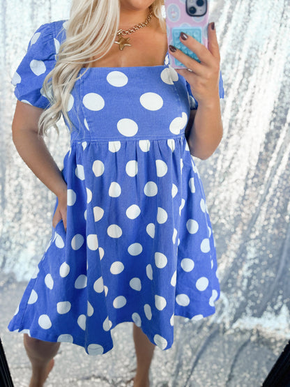 Denim Polka Dot Dress