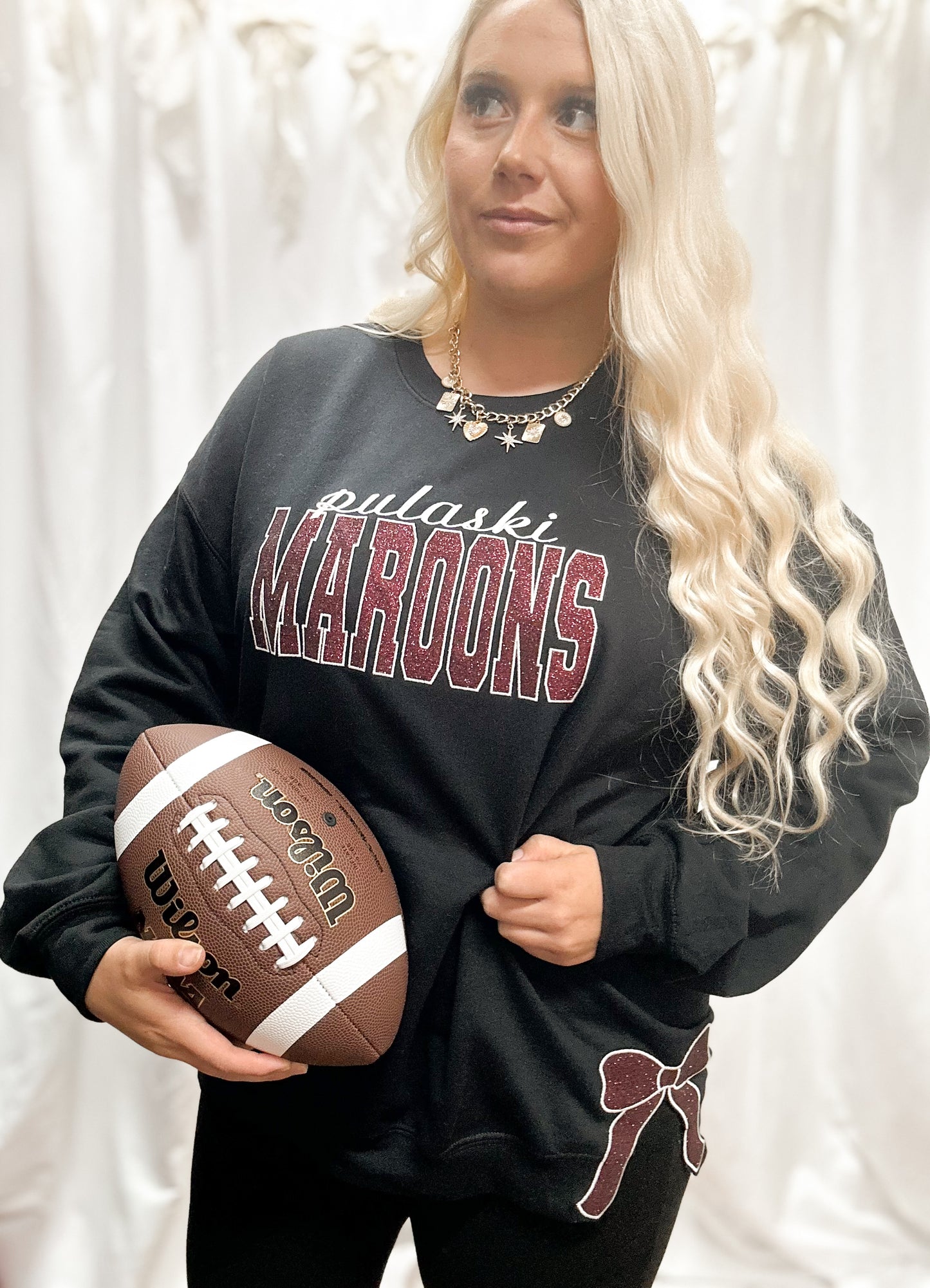 Black Maroons Embroidered Crewneck