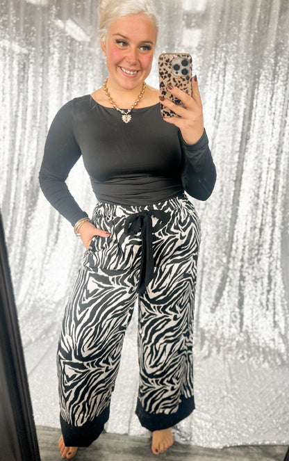 Zebra Satin Bow Pants