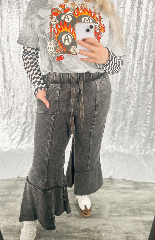 Black Acid Wash Pants