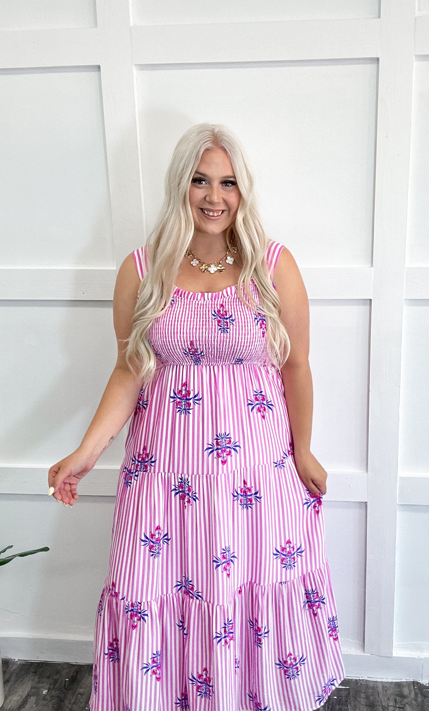 Pink Blossom Pinstripe Maxi