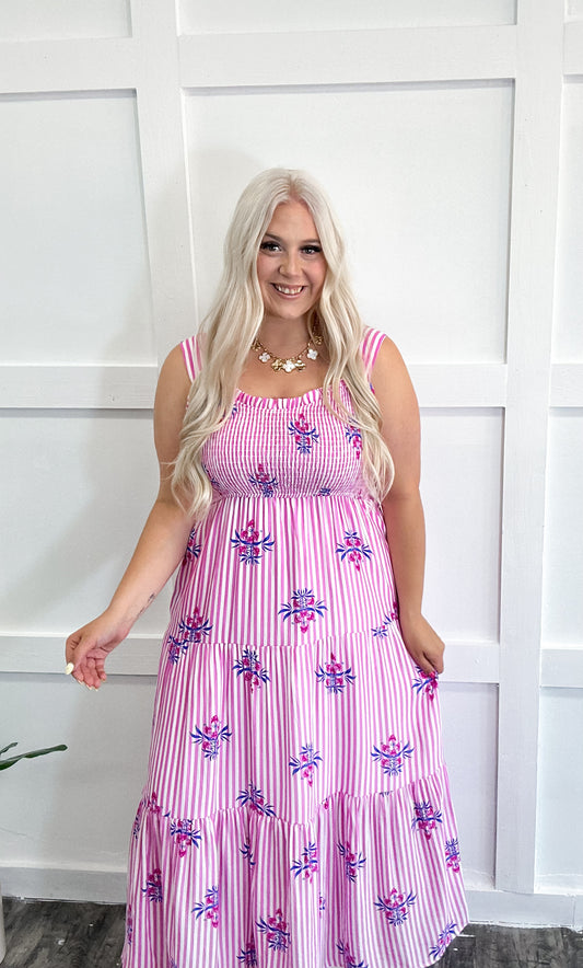 Pink Blossom Pinstripe Maxi