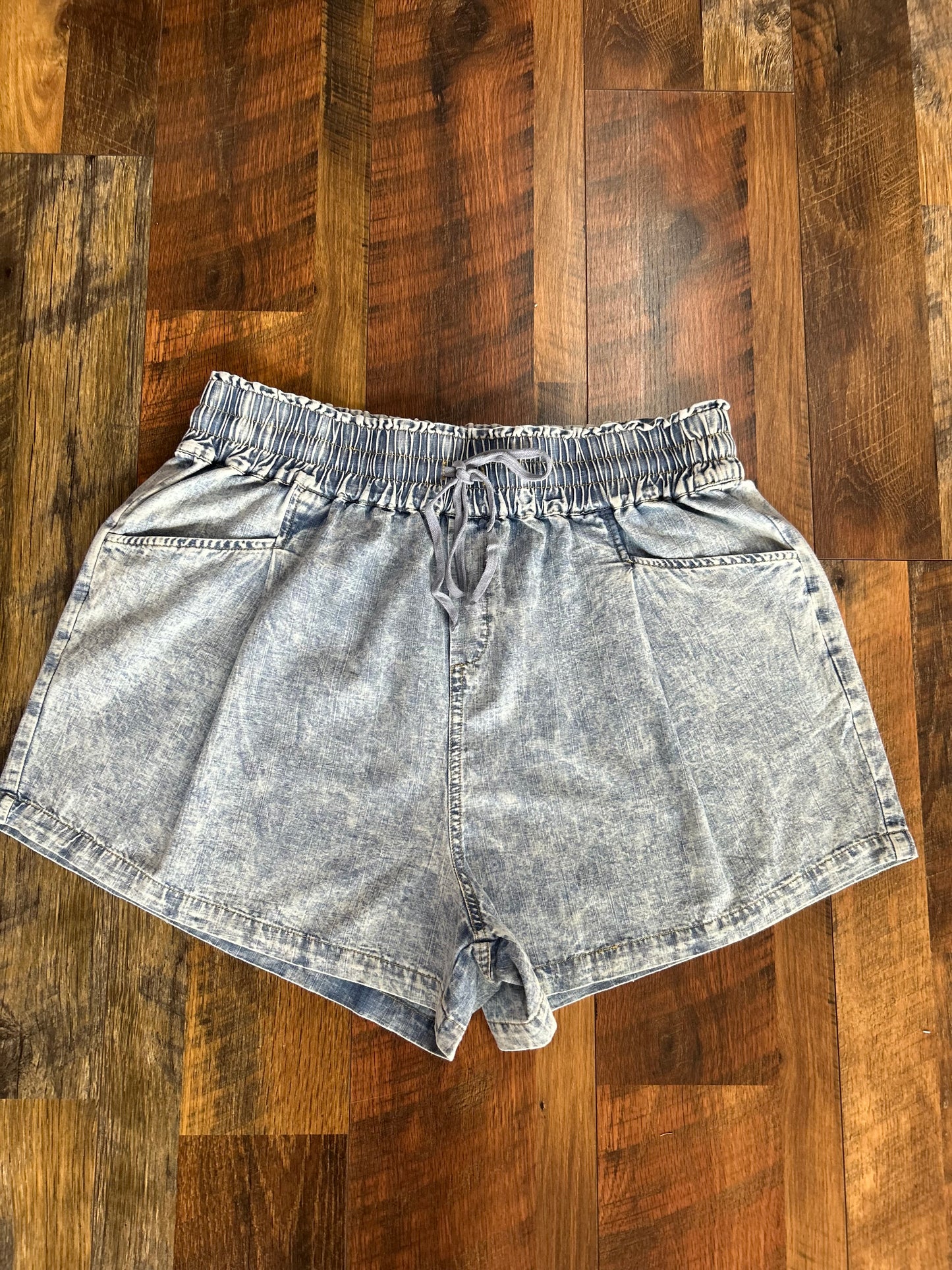 Clarissa Light Wash Drawstring Shorts