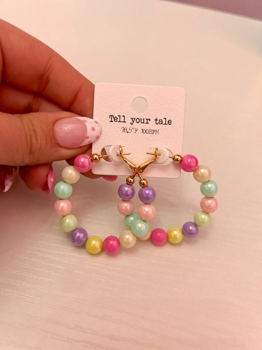 Pastel Beaded Hoops