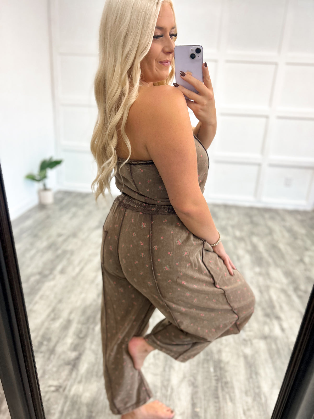 Fall Floral Strapless Jumpsuit