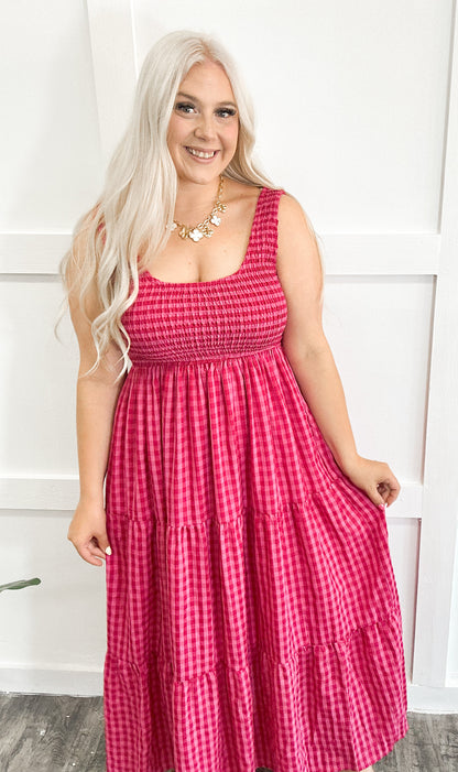 Strawberry Sweetheart Gingham Maxi