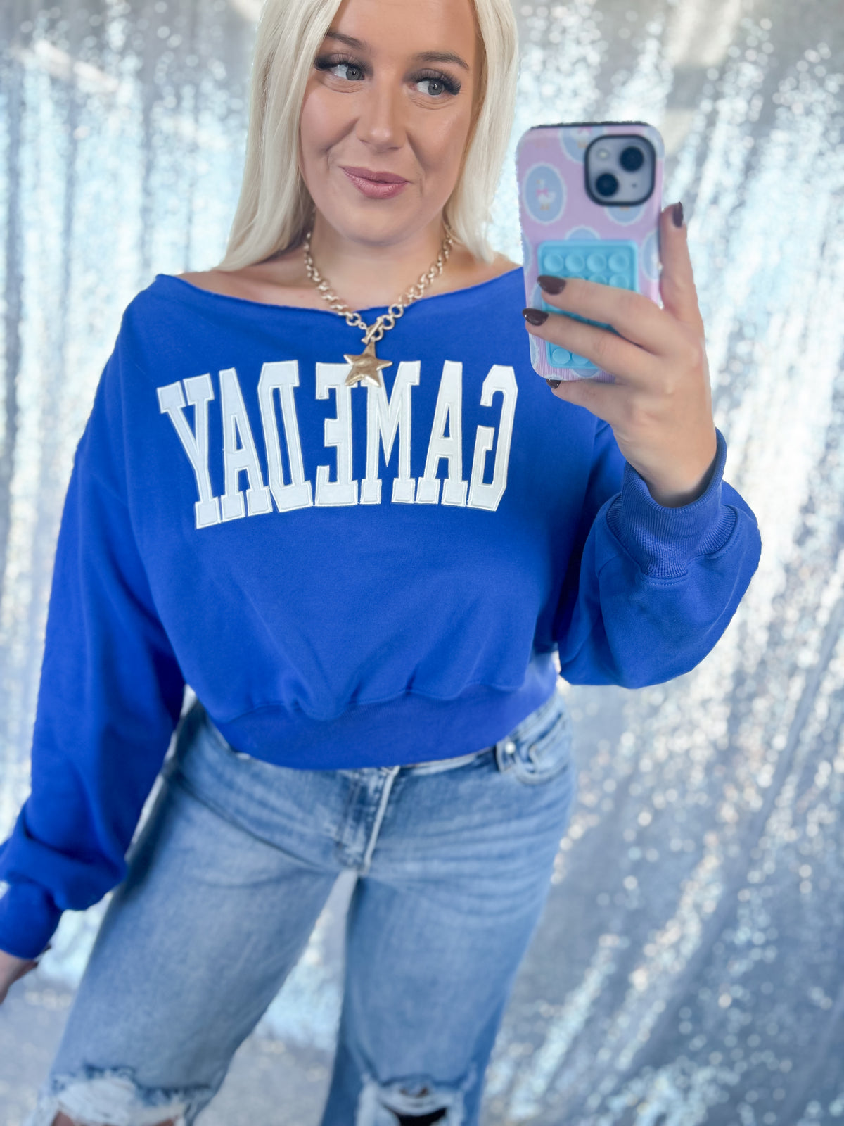 Royal Blue Gameday Cropped Crew