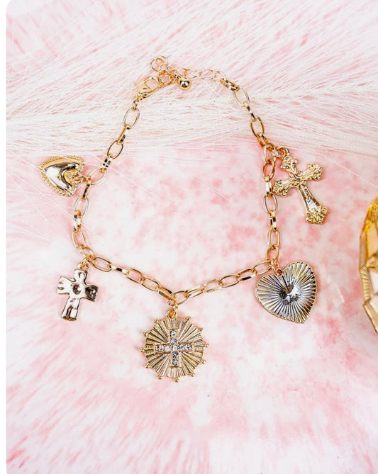 Cross my heart charm bracelet
