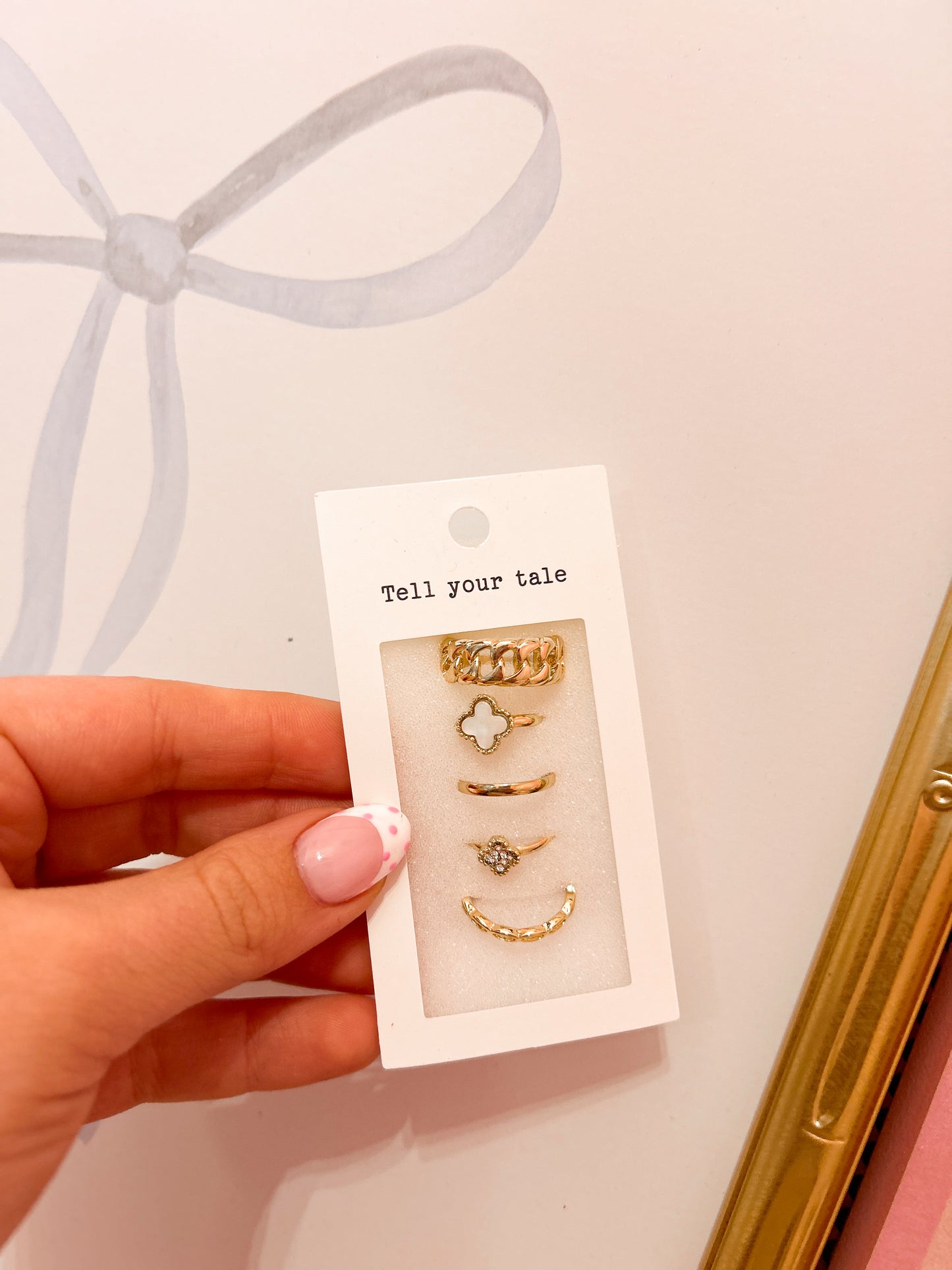 Gold Clover Ring Set