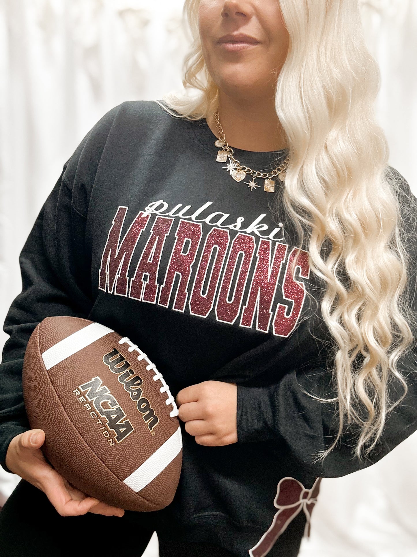 Black Maroons Embroidered Crewneck