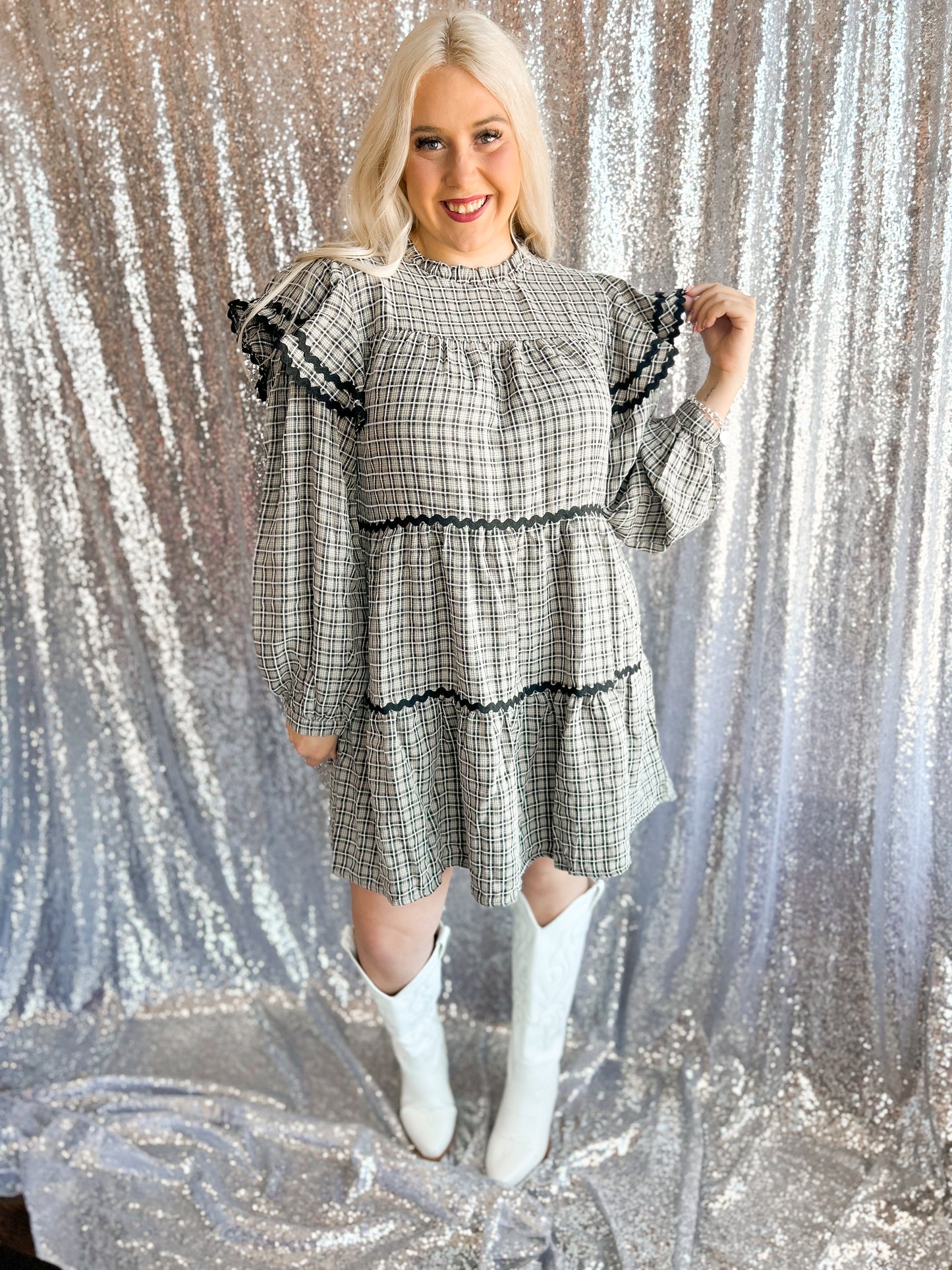 Mabel Check Tiered Dress